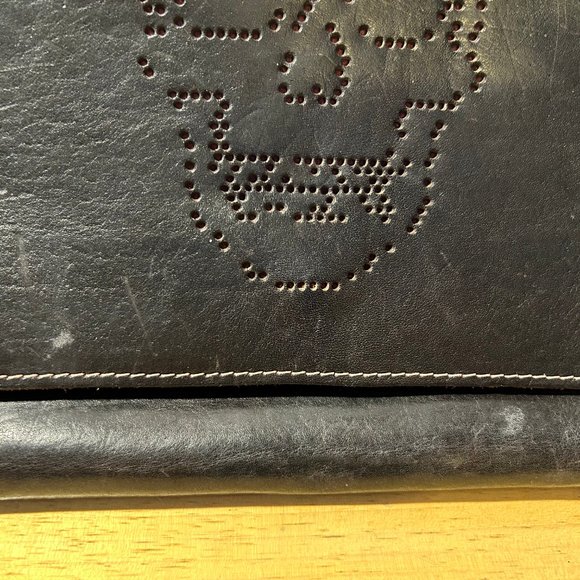 Womens Brave Black Die-Cut Salvage Skull Image Leather Clutch Bag * - Picture 10 of 10